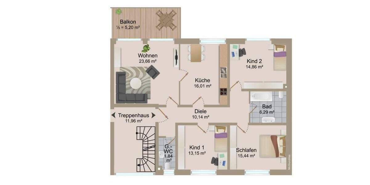 Etagenwohnung Meerbusch / Osterath Osterath - 4 Zimmer, 110 m&sup2;, 495.000&euro; | Angebot:25689665