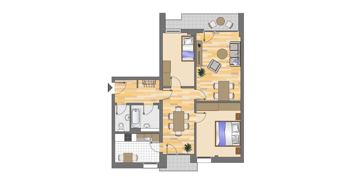 Etagenwohnung Düsseldorf Hassels - 3 Zimmer, 81 m&sup2;, 989&euro; | Angebot:26098622