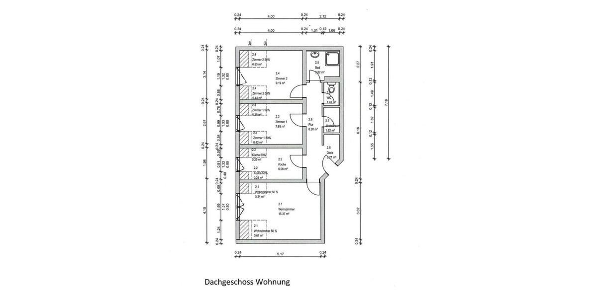 Dachgeschoßwohnung Frechen - 3 Zimmer, 57 m&sup2;, 219.000&euro; | Angebot:27270781