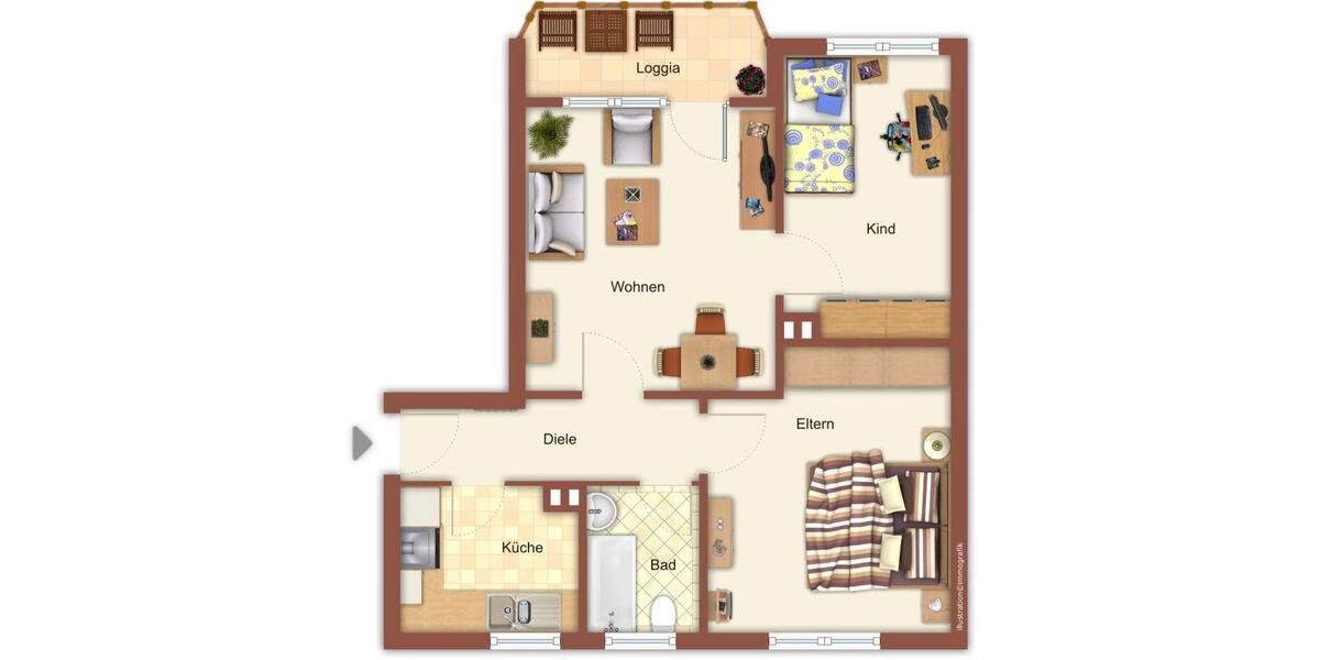 Etagenwohnung Mönchengladbach Nord - 3 Zimmer, 51 m&sup2;, 419&euro; | Angebot:11548048