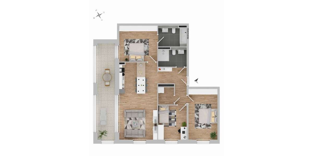 Etagenwohnung Dormagen Sankt Peter - 4 Zimmer, 103 m&sup2;, 1.253&euro; | Angebot:26990827