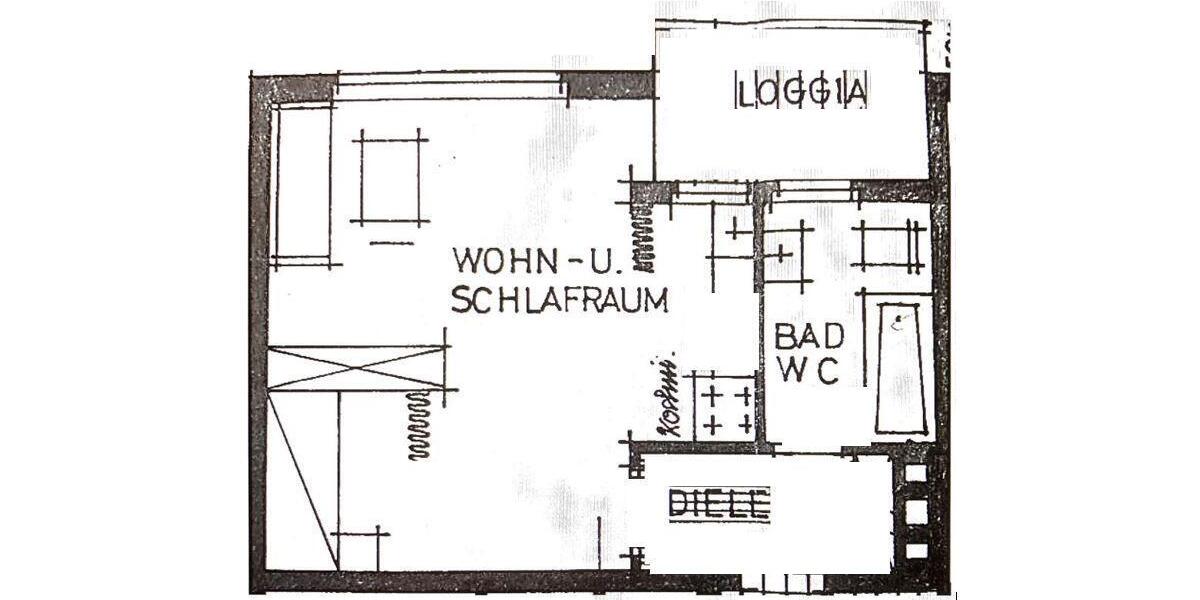 Erdgeschoßwohnung Ratingen - 1 Zimmer, 33 m&sup2;, 370&euro; | Angebot:18685998