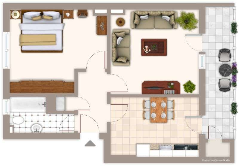 Etagenwohnung Mönchengladbach Süd - 2 Zimmer, 53 m&sup2;, 529&euro; | Angebot:26988709