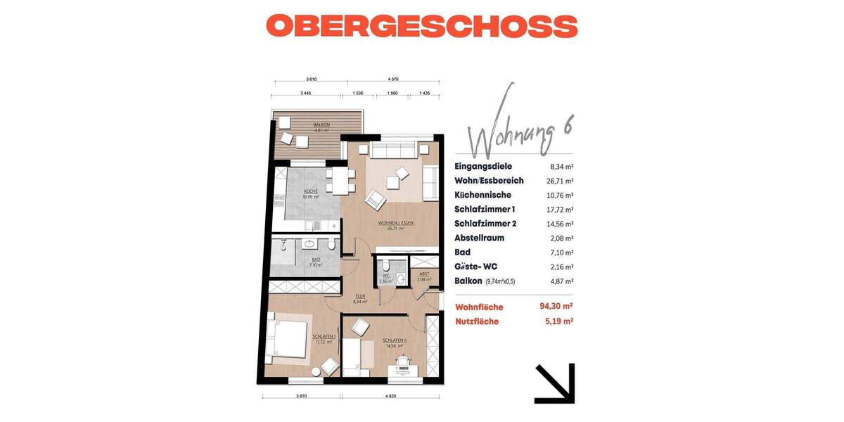 Etagenwohnung Willich - 3 Zimmer, 94 m&sup2;, 499.000&euro; | Angebot:25666088