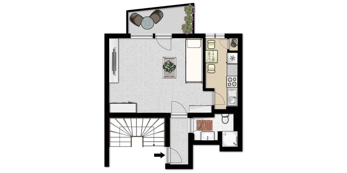 Etagenwohnung Krefeld - 1 Zimmer, 34 m&sup2;, 595&euro; | Angebot:24380198