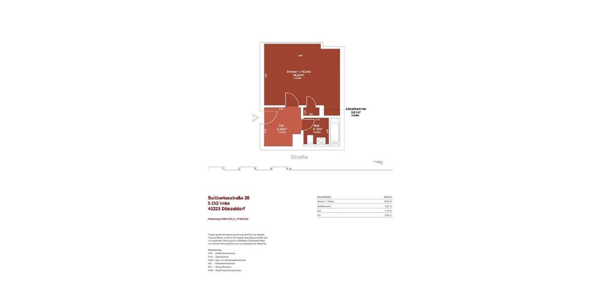 Etagenwohnung Düsseldorf Stadtbezirk 3 - 1 Zimmer, 29 m&sup2;, 583&euro; | Angebot:26723122