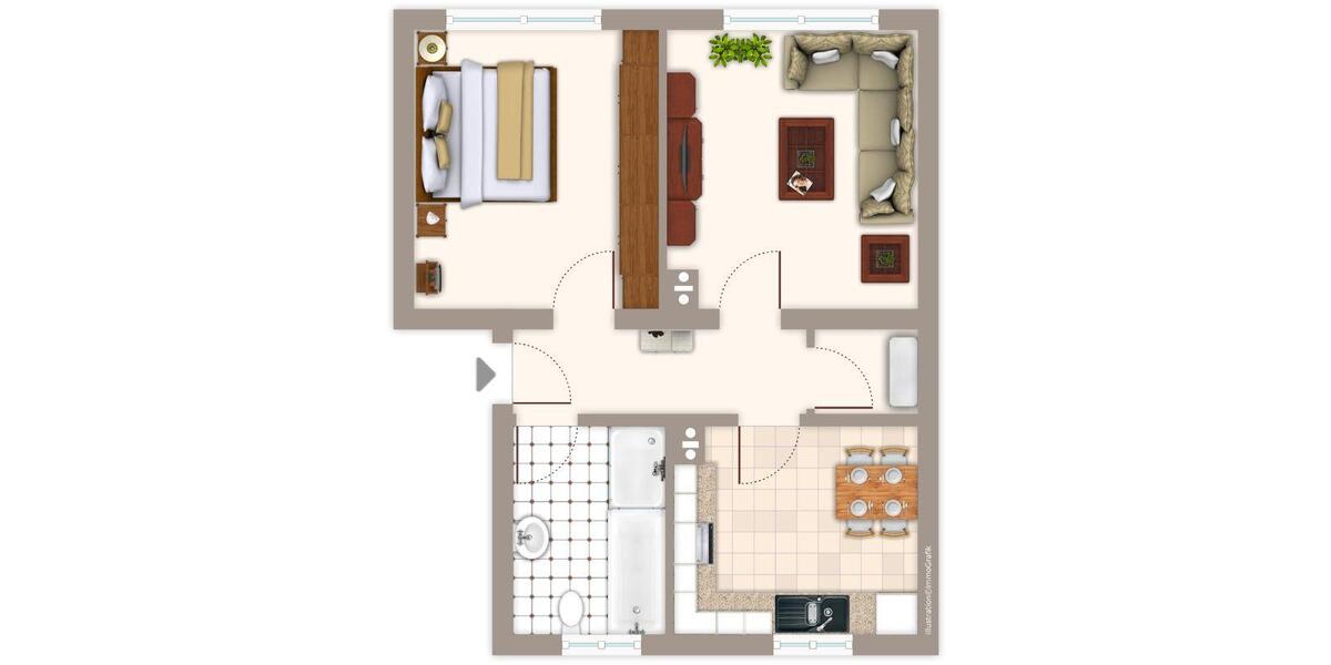 Etagenwohnung Mönchengladbach Süd - 2 Zimmer, 50 m&sup2;, 479&euro; | Angebot:25893235