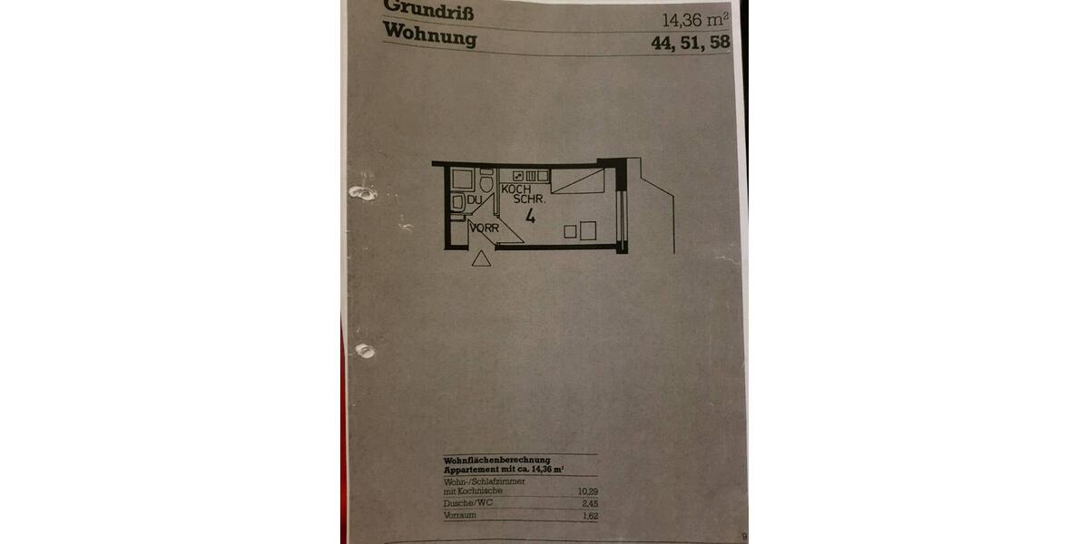 Etagenwohnung Mönchengladbach Nord - 1 Zimmer, 15 m&sup2;, 55.000&euro; | Angebot:26180551