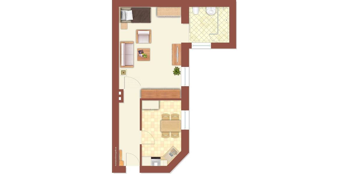 Etagenwohnung Düsseldorf Rath - 2 Zimmer, 45 m&sup2;, 550&euro; | Angebot:26139095