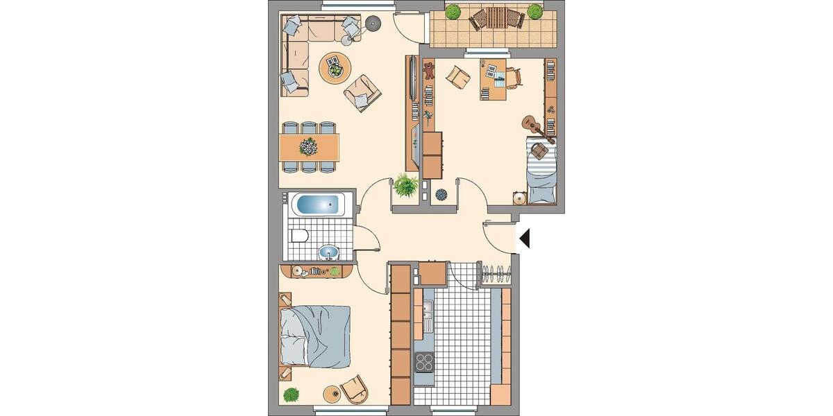 Etagenwohnung Mönchengladbach Nord - 3 Zimmer, 72 m&sup2;, 759&euro; | Angebot:25515283