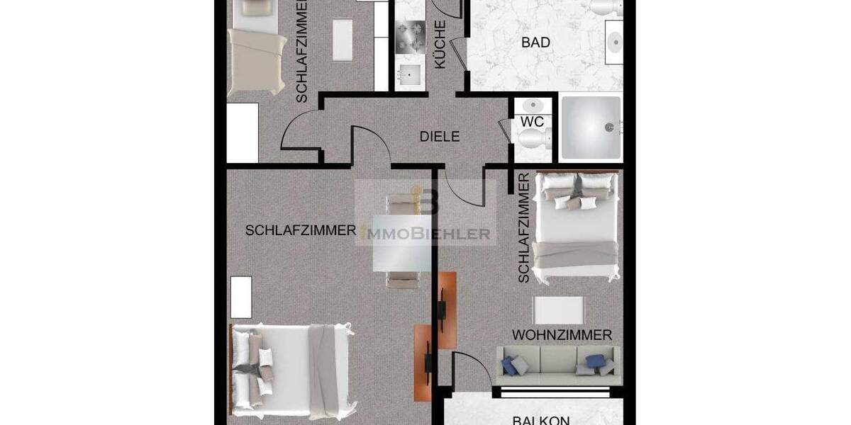 Etagenwohnung Leverkusen Wiesdorf - 3 Zimmer, 67 m&sup2;, 219.000&euro; | Angebot:25664327