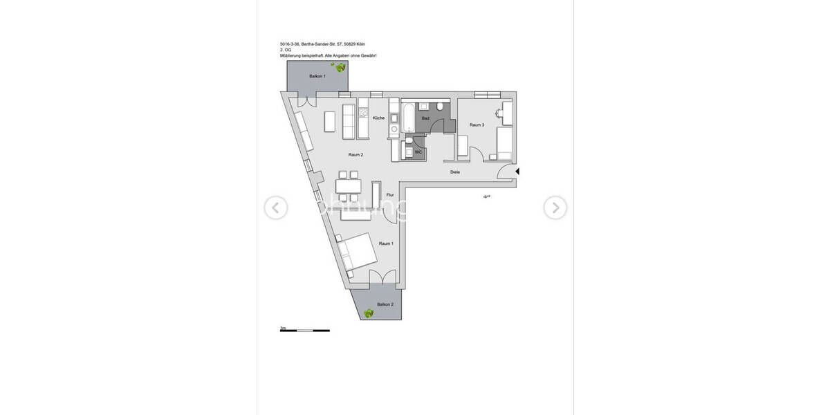 Etagenwohnung Köln Ossendorf - 3 Zimmer, 93 m&sup2;, 1.268&euro; | Angebot:26152780